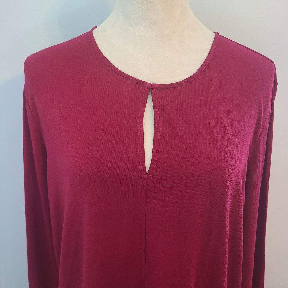 Lauren Ralph Lauren Womens XL Red 3/4 Sleeve Tunic Blouse Soft Minimalist Party - Picture 4 of 13